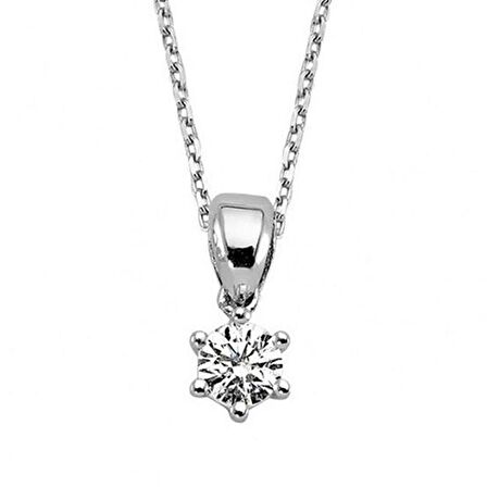 0.08ct Karat H-I VS Pırlanta Yuvarlak Tırnak Tektaş Kolye